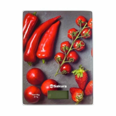 SAKURA весы кухонные 8 кг перцы SA-6077BS